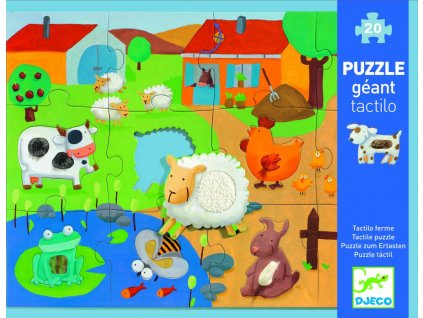 Luxury Kids Djeco Obrovské hmatové puzzle Farma s rozličnými plochami na rozvíjanie hmatu