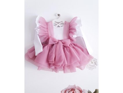 Luxury Kids Bianca Bellarco tylova sukna na traky Dusty rose pink 5