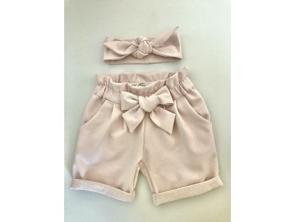 Luxury Kids Baby Powder Handmade bavlnene basic sortky kratasy s maslou powder pink pudrova ruzova