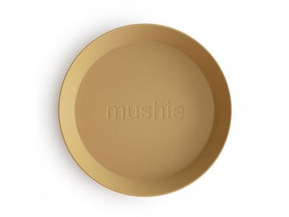 Luxury kids mushie okruhly tanier 2ks mustard 1