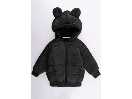 Luxury Kids I Love Milk detska prechodná bunda s kapucnou kurtka pikowana z uszami czarna black cierna