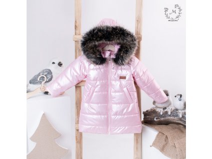 Luxury Kids Missimi zimna predlzena bunda kabat pre deti perletovo ruzova