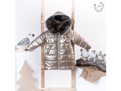 Luxury Kids Missimi zimna predlzena bunda kabat pre deti gold zlata