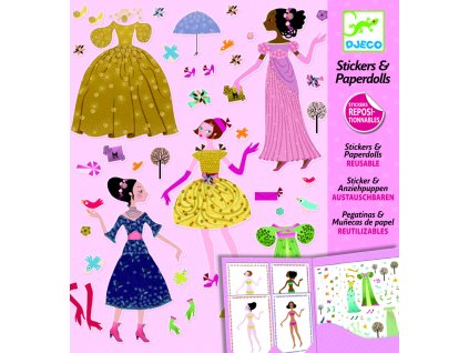 Luxury Kids Djeco Odnímateľné samolepky+Papierové bábiky Sezónne šaty obliekanie
