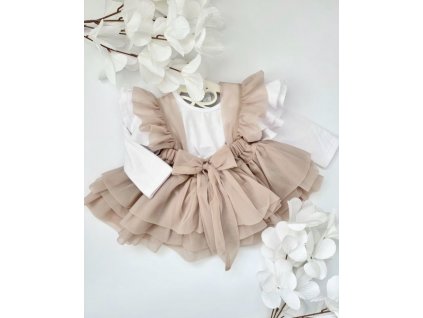 Luxury Kids Bianca Bellarco tylova sukna na traky Beige