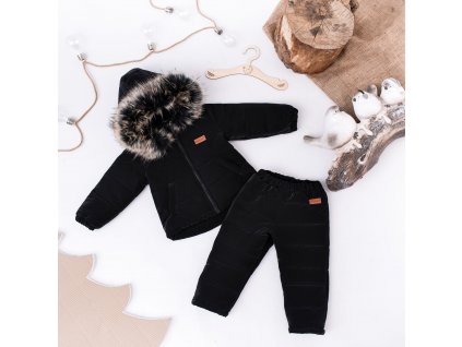 Luxury Kids Missmi zimny komplet bunda a nohavice pre deti pudrovo cierna matna black