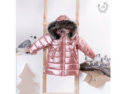 Luxury Kids Missimi zimna predlzena bunda kabat pre deti rose gold matná