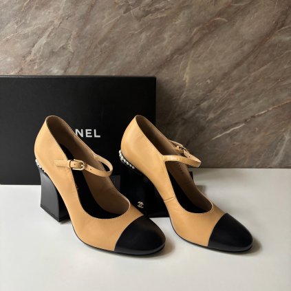 Chanel béžovo černé podpatky