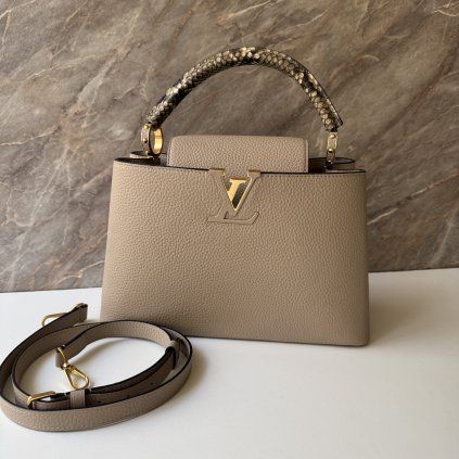 Louis Vuitton Capucines MM Galet Taurillon kabelka s python uchem
