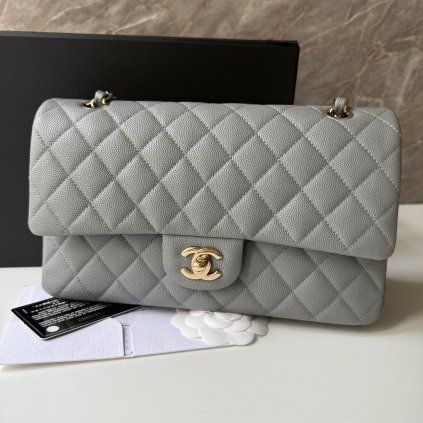 Chanel Classic šedivá flapbag medium