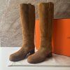 Hermès hnědé semišové boots