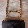 Chanel černá satin top handle textilní kabelka
