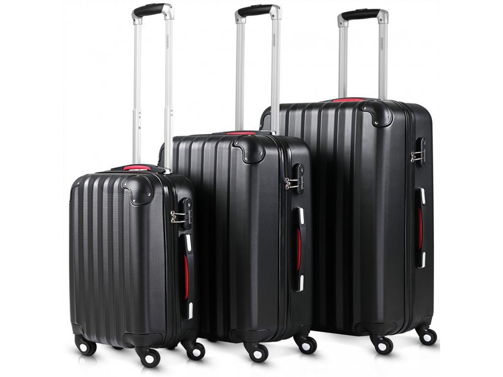 Pevné cestovní kufry sada 3 ks černé ABS - Luxuryrepublic.cz