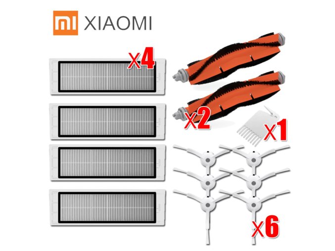 6x side brush 4x HEPA filter 2x main brush Suitable for xiaomi vacuum roborock s50 S51