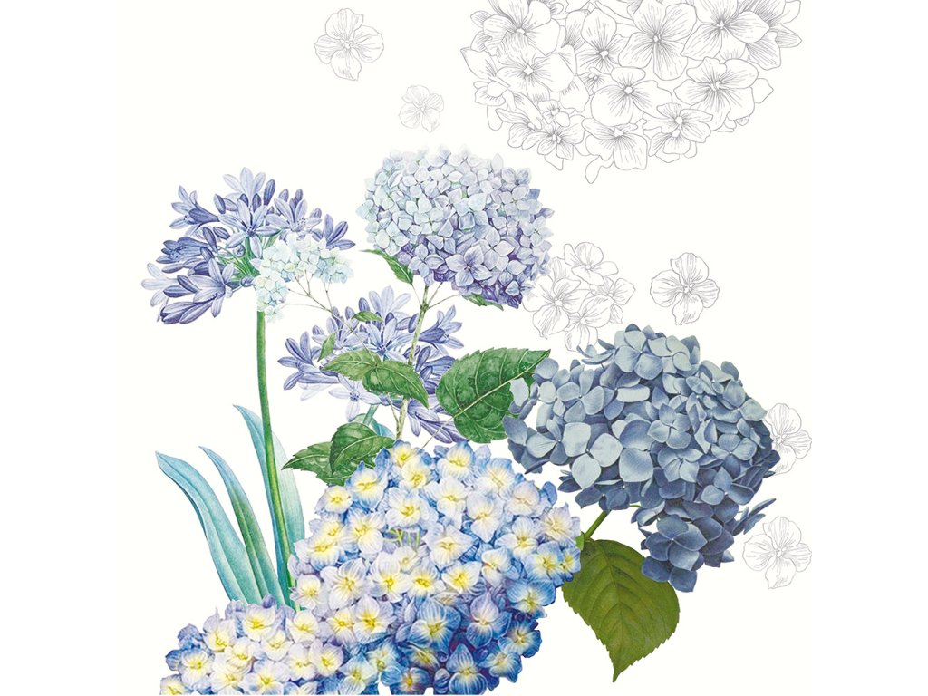 Ubrousek 53x53 cm JARDIN DE BRETAGNE BLEU, modrá  Garnier Thiebaut