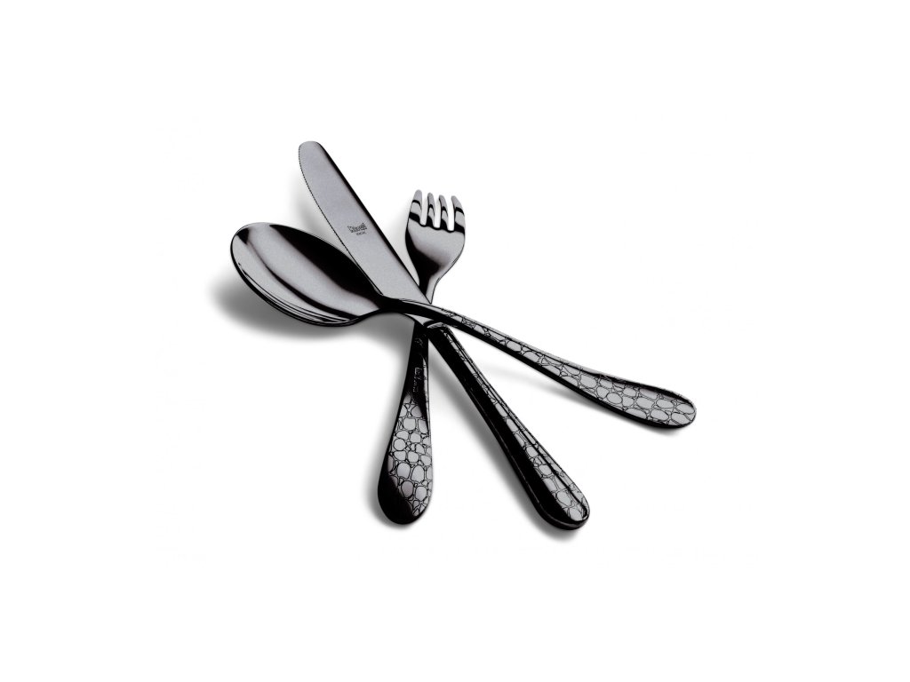 Jednotlivé příbory COCCODRILLO VINTAGE ICE ORO NERO, stařená matná černá  Mepra