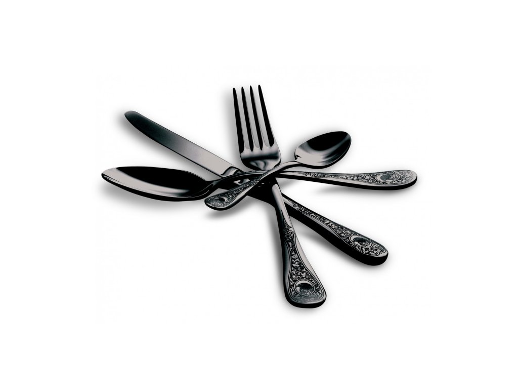 Sada příborů DIANA VINTAGE ICE ORO NERO, stařená matná černá  Mepra