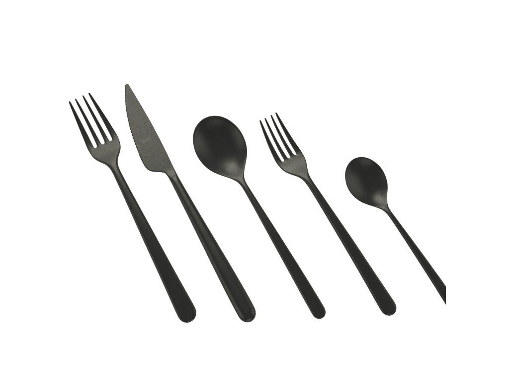 Sada příborů LINEA VINTAGE ICE ORO NERO, stařená matná černá  Mepra