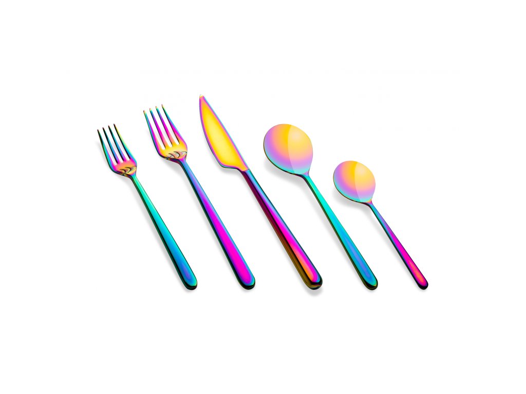 Sada příborů LINEA VINTAGE RAINBOW, stařená barevná  Mepra