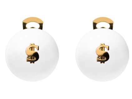 Ballsmania Bílé klipsy SYMBALLS DOLLAR GOLD BIANCO