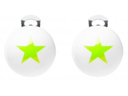 Ballsmania Bílé klipsy se zelenou hvězdou STARS BIANCO GIALLO FLUO