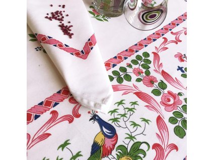 108236 kulaty ubrus les coqs 160 cm cervena beauville