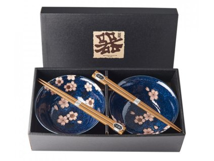 Made In Japan Giftware Pink Sakura Sada 2 misek s hůlkami