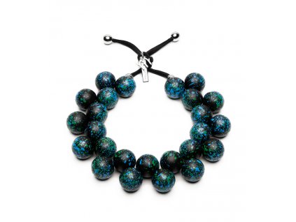 C206POP Collana PopBalls #BallsMania by MirtaBijoux Colore 001 Nera Pioggia BluZaffiro&VerdeKelly