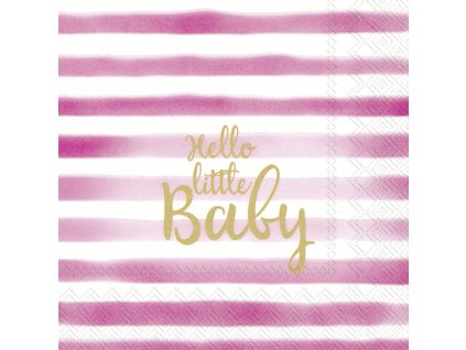 IHR HELLO LITTLE BABY růžové papírové ubrousky
