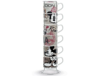 Egan DISNEY COFFEE IN THE CITY Sada 6 espresso šálků v kovovém stojanu