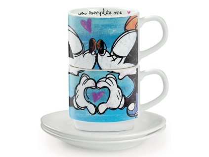 Egan DISNEY LOVE SWEET LOVE Sada 2 modrých stohovatelných espresso šálků s podšálky