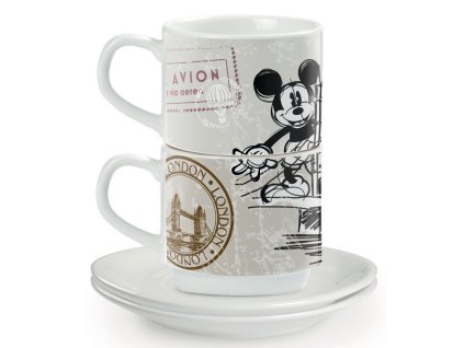 Egan DISNEY COFFEE IN THE CITY Sada 2 stohovatelných espresso šálků s podšálky LONDON