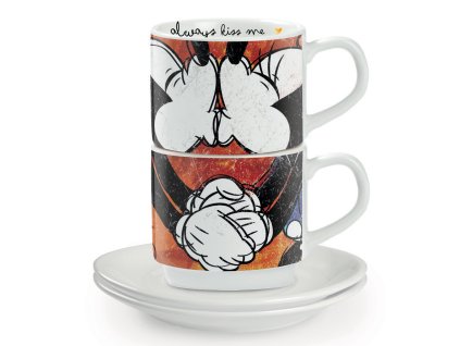 Egan DISNEY LOVE SWEET LOVE Sada 2 červených stohovatelných espresso šálků