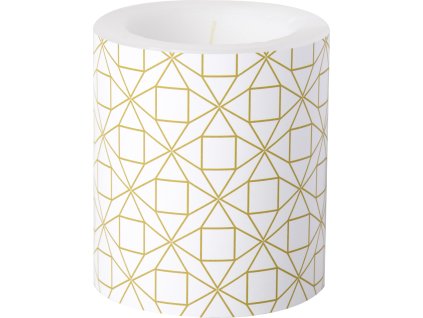Velká svíčka 9x10.5 cm SQUARE PATTERN Gold Svíčka  IHR