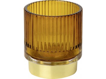 IHR Jantarově žlutý skleněný svícen 9.5 cm