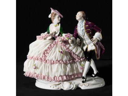 Aelteste Volkstedter Porcelánová soška "Pozvání k tanci"