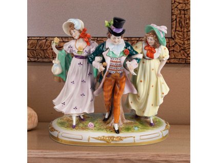 Aelteste Volkstedter Porcelánová soška "Veselý Biedermeier"