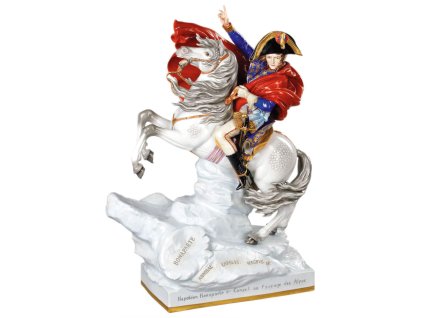 Aelteste Volkstedter Porcelánová soška "Napoleonova jízda přes Alpy"