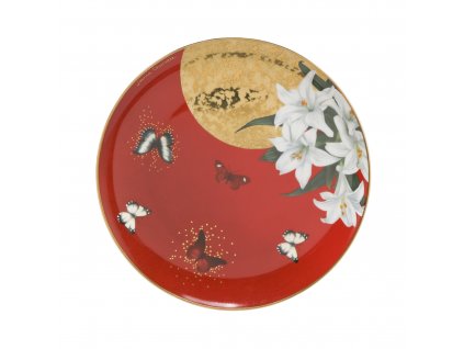 Goebel Červený dezertní talíř Červené lilie 22.5 cm