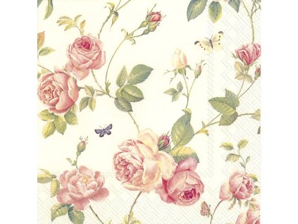 IHR NEW RAMBLING ROSE cream velké ubrousky 33x33 cm