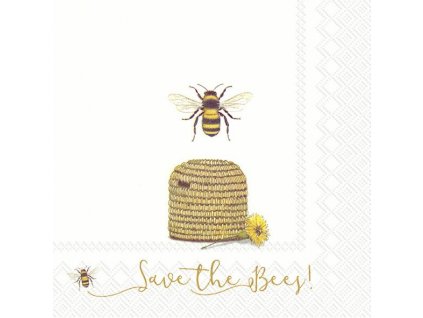 IHR SAVE THE BEES! white velké ubrousky 33x33 cm