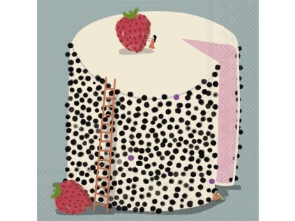 IHR BIRTHDAY CAKE grey blue velké ubrousky 33x33 cm