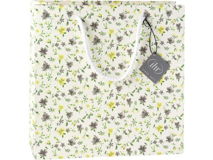 IHR FLEURS grey yellow papírová dárková taška 25x10x25 cm