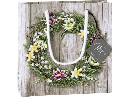 IHR SPRING WREATH grey papírová dárková taška 18x6x18 cm