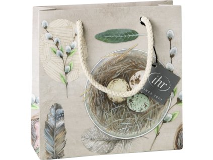 IHR EGGS AND FEATHERS nature papírová dárková taška 18x6x18 cm