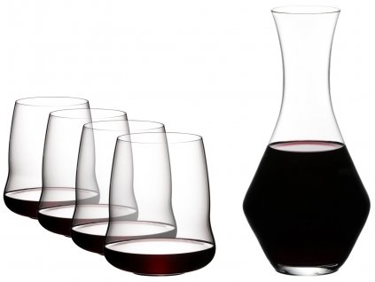 Riedel Stemless Wings CABERNET + Dekantér sada 5 kusů