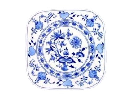Český porcelán Cibulák Čtvercový mělký talíř 29 cm