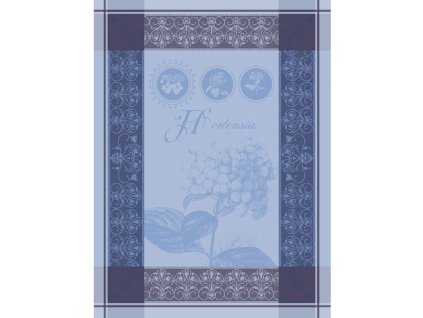 blue 100 cotton kitchen towel hortensia bleu