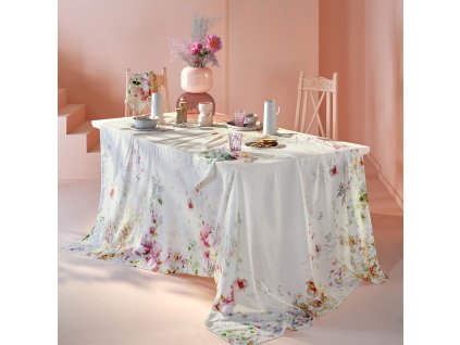 linge de table metis lin coton blanc blanc modele jardin sauvage blanc