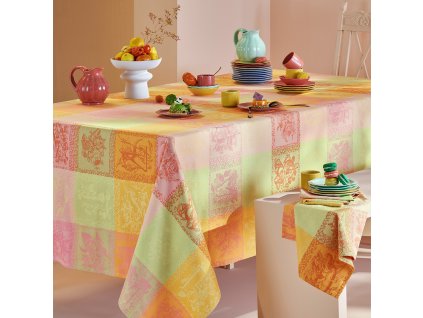 linge de table pur coton multicolore chatoyant modele mille abecedaire chatoyant